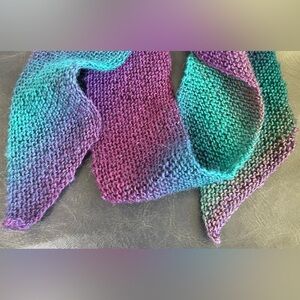 Hand knit diagonal scarf